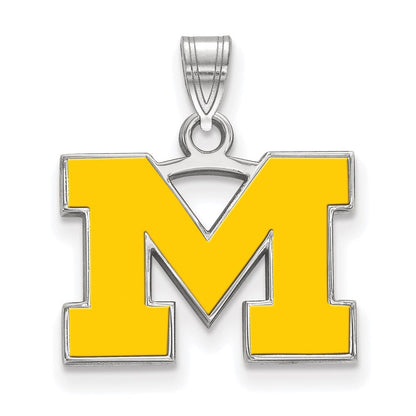Sterlingsilber Rhodiniert Logoart University Of Michigan Buchstabe M Klein Gelb Emailliert Anhänger