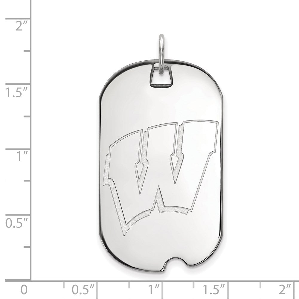 10K Weißgold Logoart University Of Wisconsin Buchstabe W Groß Erkennungsmarke Anhänger