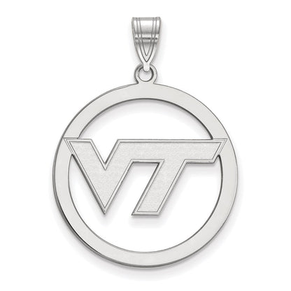 Sterlingsilber Rhodiniert Logoart Virginia Tech V T Extra Groß Kreis Anhänger