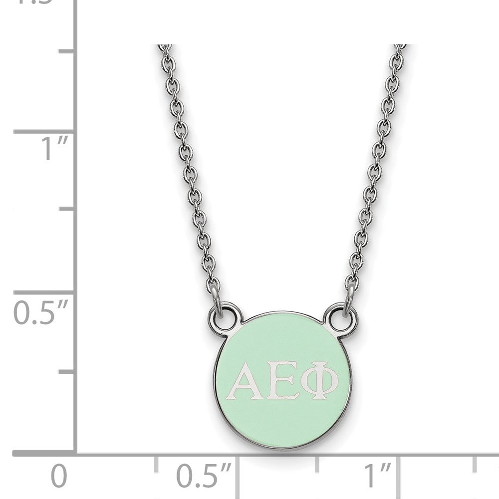 Sterlingsilber Rhodiniert Logoart Alpha Epsilon Phi Sorority Greek Buchstaben Extra Klein Farbe Emaille Anhänger 18 Zoll Halskette