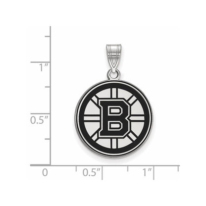 Sterlingsilber Rhodiniert Nhl Logoart Boston Bruins Groß Emailliert Anhänger