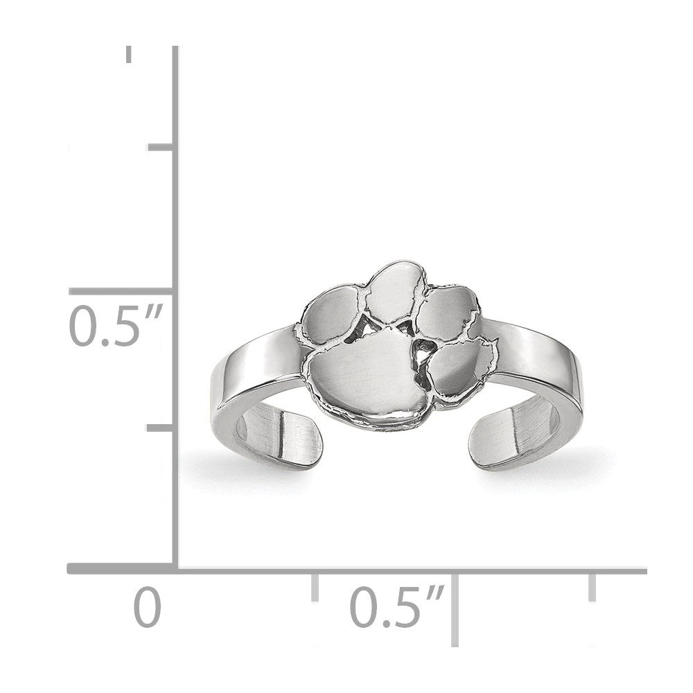 Sterlingsilber Rhodiniert Logoart Clemson University Tiger Paw Zehenring