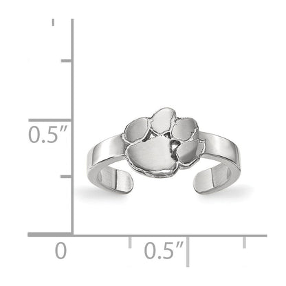 Sterlingsilber Rhodiniert Logoart Clemson University Tiger Paw Zehenring