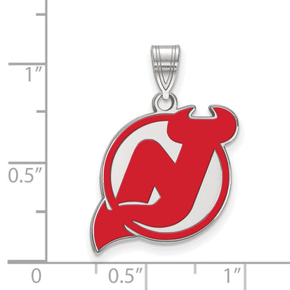 Sterlingsilber Rhodiniert Nhl Logoart New Trikot Devils Groß Emailliert Anhänger