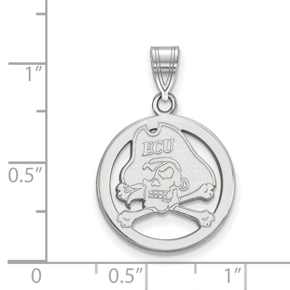 Sterlingsilber Rhodiniert Logoart Ost Carolina University Pirat Klein Kreis Anhänger