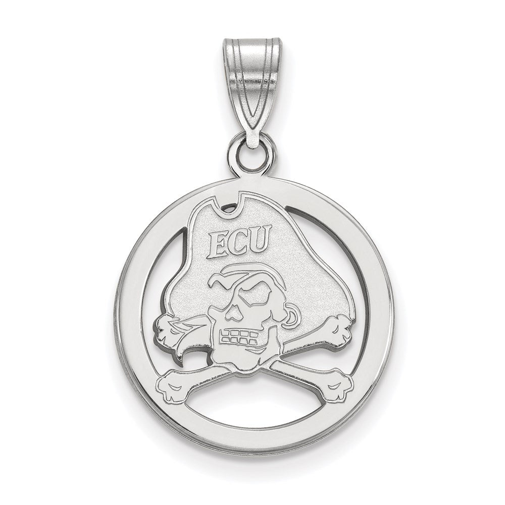 Sterlingsilber Rhodiniert Logoart Ost Carolina University Pirat Klein Kreis Anhänger