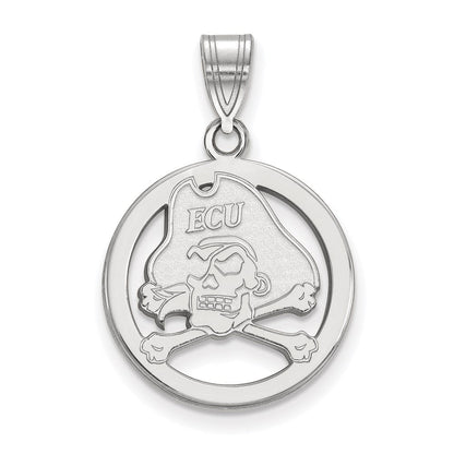 Sterlingsilber Rhodiniert Logoart Ost Carolina University Pirat Klein Kreis Anhänger
