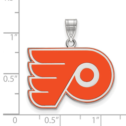 Sterlingsilber Rhodiniert Nhl Logoart Philadelphia Flyers Groß Emailliert Anhänger
