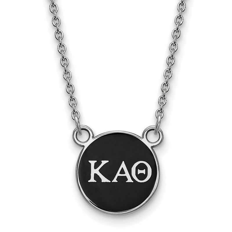 Sterlingsilber Rhodiniert Logoart Kappa Alpha Theta Sorority Greek Buchstaben Klein Farbe Emaille Anhänger 18 Zoll Halskette