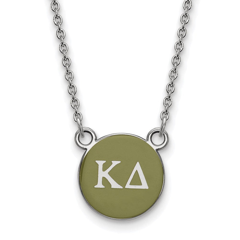 Sterlingsilber Rhodiniert Logoart Kappa Delta Sorority Greek Buchstaben Klein Farbe Emaille Anhänger 18 Zoll Halskette