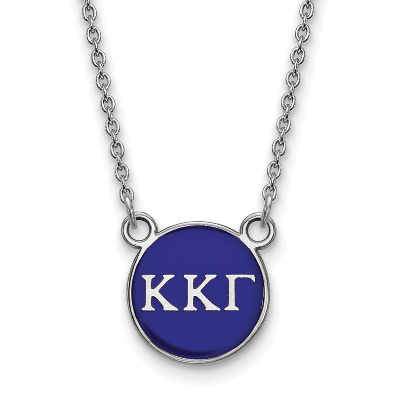 Sterlingsilber Rhodiniert Logoart Kappa Gamma Sorority Greek Buchstaben Klein Farbe Emaille Anhänger 18 Zoll Halskette