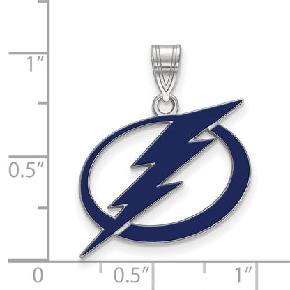 Sterlingsilber Rhodiniert Nhl Logoart Tampa Bay Blitz Groß Emailliert Anhänger