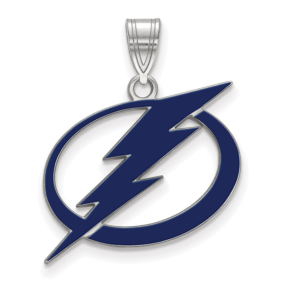 Sterlingsilber Rhodiniert Nhl Logoart Tampa Bay Blitz Groß Emailliert Anhänger