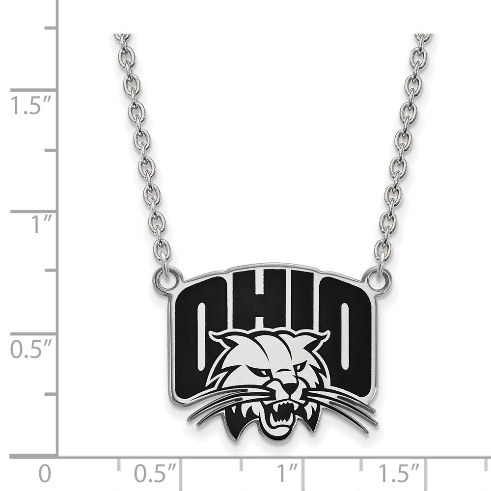 Sterlingsilber Rhodiniert Logoart Ohio University Groß Emailliert Anhänger 18 Zoll Halskette