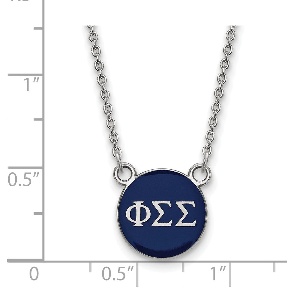 Sterlingsilber Rhodiniert Logoart Phi Sigma Sorority Greek Buchstaben Klein Farbe Emaille Anhänger 18 Zoll Halskette