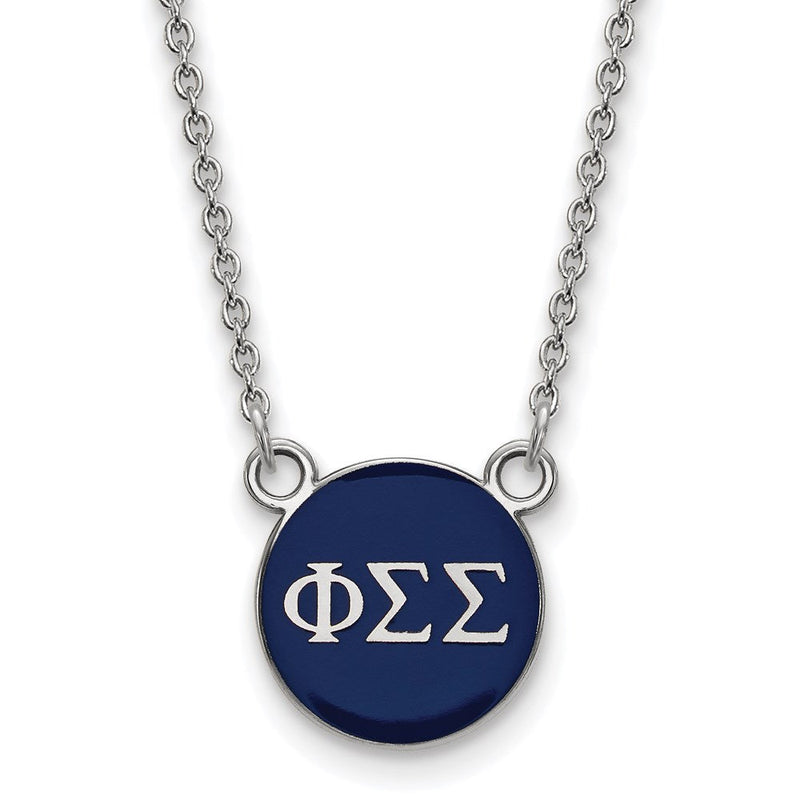Sterlingsilber Rhodiniert Logoart Phi Sigma Sorority Greek Buchstaben Klein Farbe Emaille Anhänger 18 Zoll Halskette