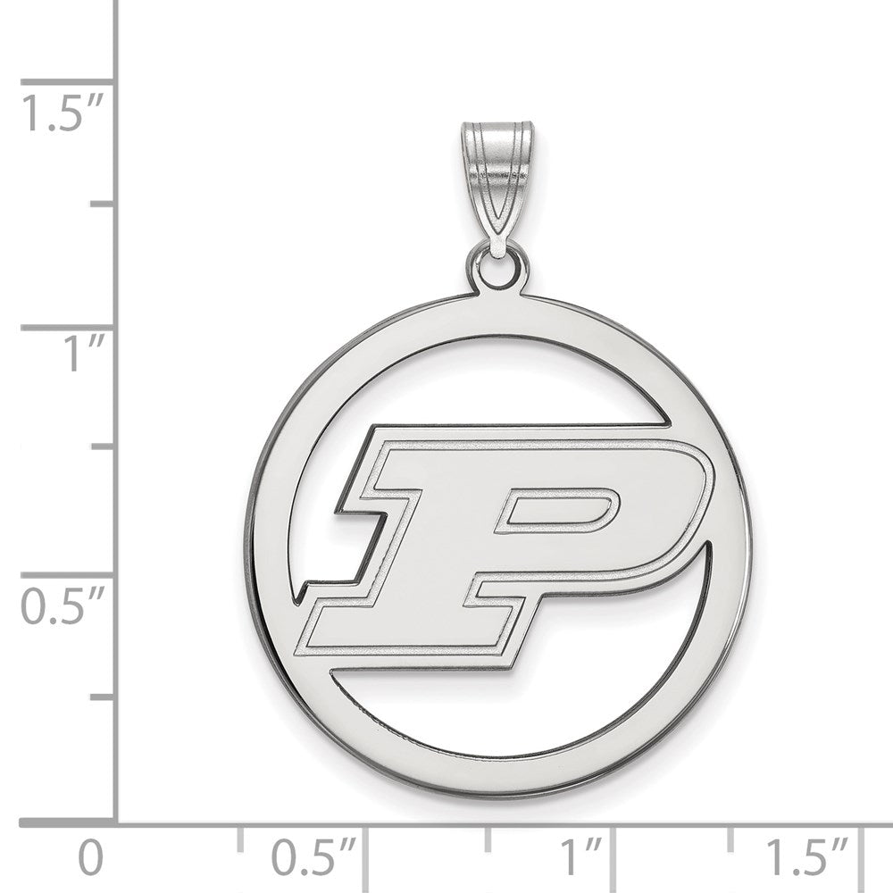 Sterlingsilber Rhodiniert Logoart Purdue University Buchstabe P Extra Groß Kreis Anhänger