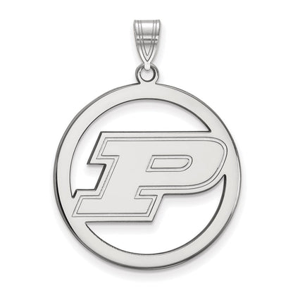 Sterlingsilber Rhodiniert Logoart Purdue University Buchstabe P Extra Groß Kreis Anhänger