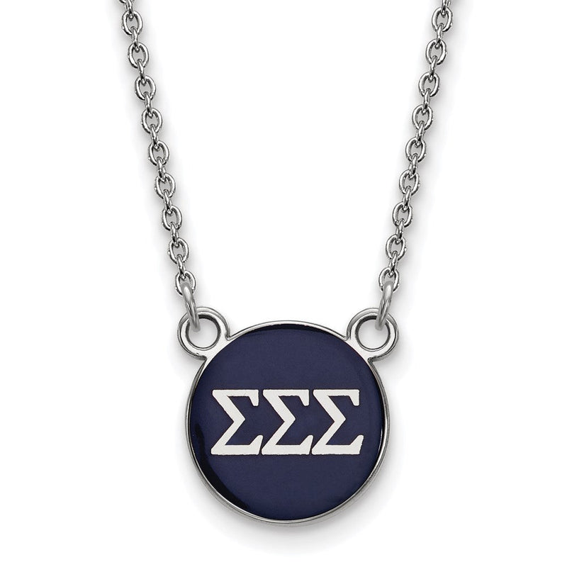 Sterlingsilber Rhodiniert Logoart Sigma Sorority Greek Buchstaben Klein Farbe Emaille Anhänger 18 Zoll Halskette