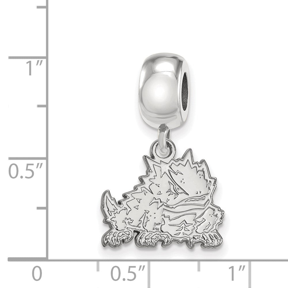 Sterlingsilber Rhodiniert Logoart Texas Christlich Universität. Sm Hängend Perle