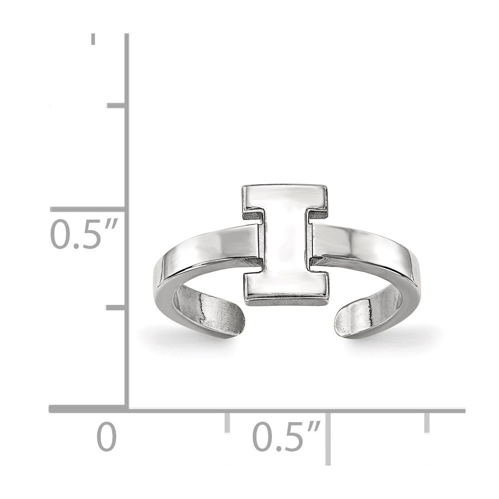 Sterlingsilber Rhodiniert Logoart University Of Illinois Buchstabe I Zehenring