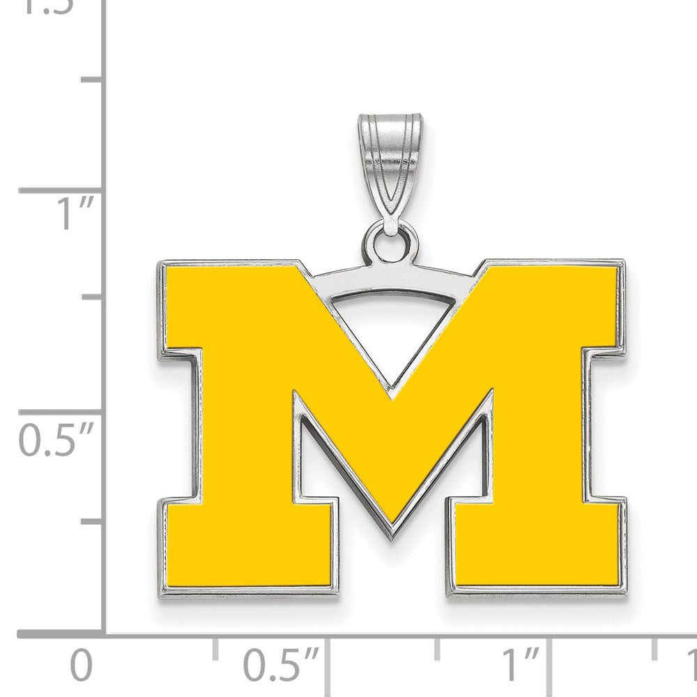 Sterlingsilber Rhodiniert Logoart University Of Michigan Buchstabe M Groß Gelb Emailliert Anhänger