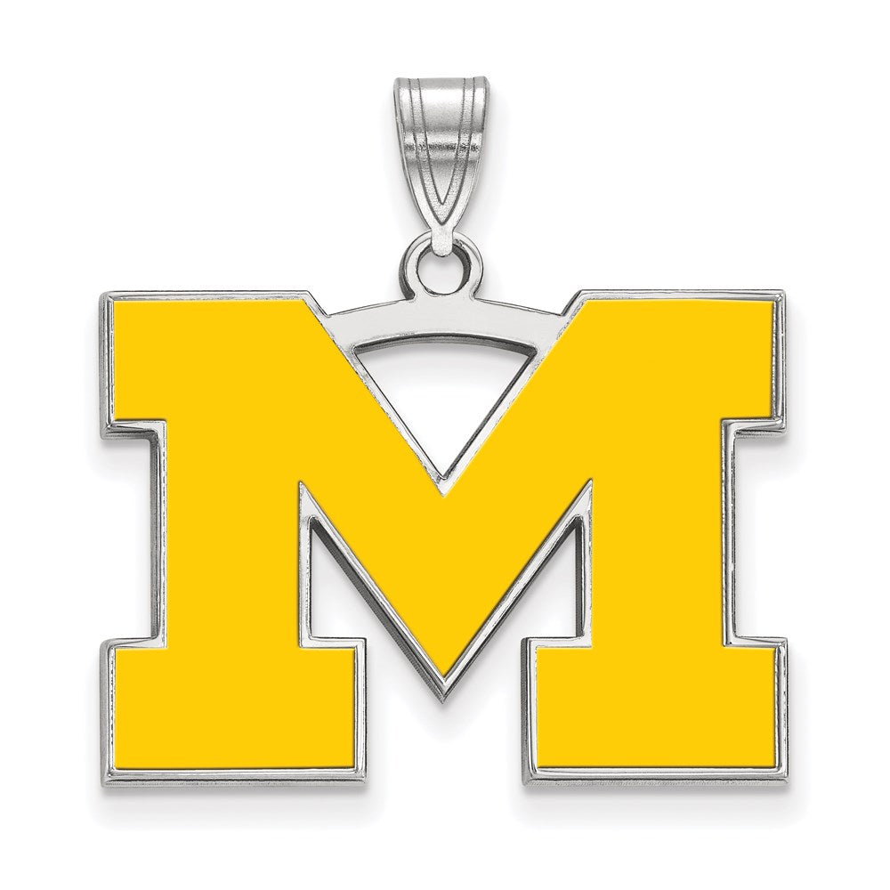 Sterlingsilber Rhodiniert Logoart University Of Michigan Buchstabe M Groß Gelb Emailliert Anhänger