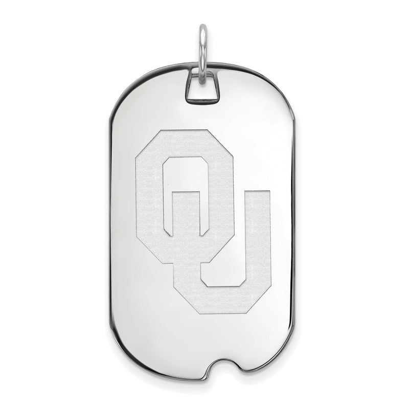 14K Weißgold Logoart University Of Oklahoma O U Groß Erkennungsmarke Anhänger