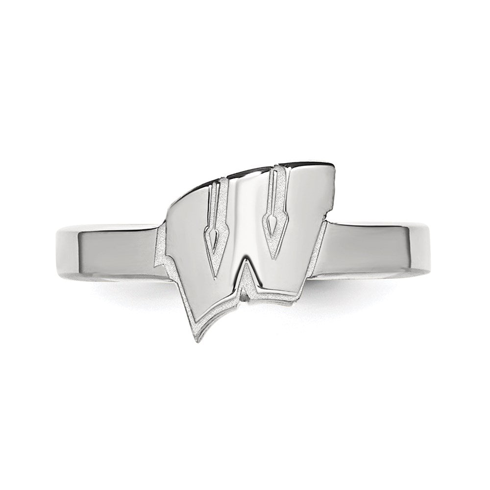 Sterlingsilber Rhodiniert Logoart University Of Wisconsin Buchstabe W Zehenring