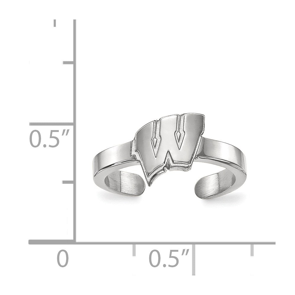 Sterlingsilber Rhodiniert Logoart University Of Wisconsin Buchstabe W Zehenring