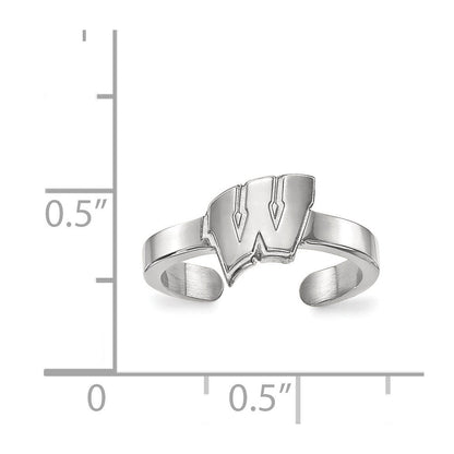Sterlingsilber Rhodiniert Logoart University Of Wisconsin Buchstabe W Zehenring