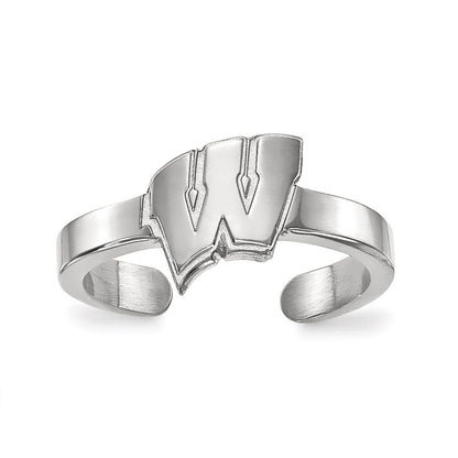 Sterlingsilber Rhodiniert Logoart University Of Wisconsin Buchstabe W Zehenring