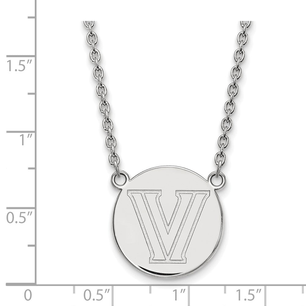 Sterlingsilber Rhodiniert Logoart Villanova University Buchstabe V Groß Plättchen 18 Zoll Halskette