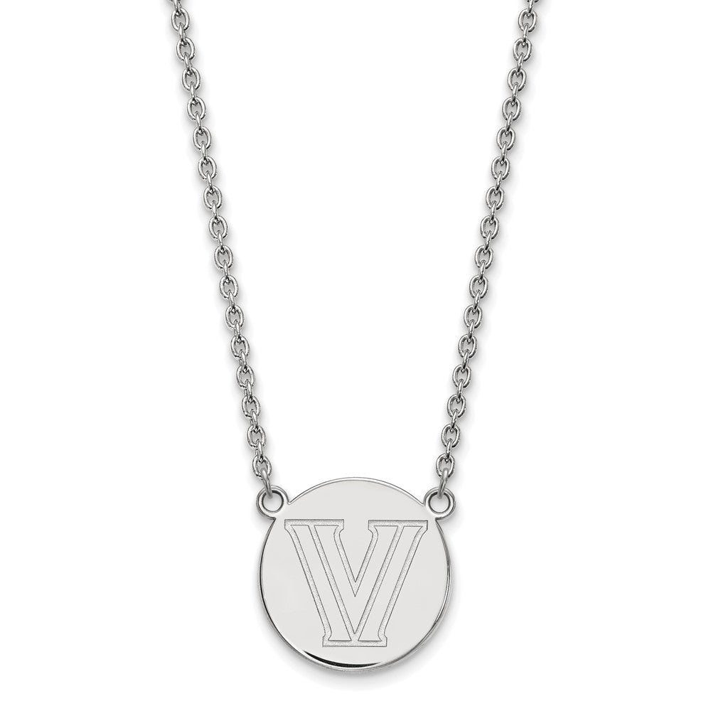 Sterlingsilber Rhodiniert Logoart Villanova University Buchstabe V Groß Plättchen 18 Zoll Halskette