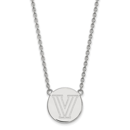Sterlingsilber Rhodiniert Logoart Villanova University Buchstabe V Groß Plättchen 18 Zoll Halskette