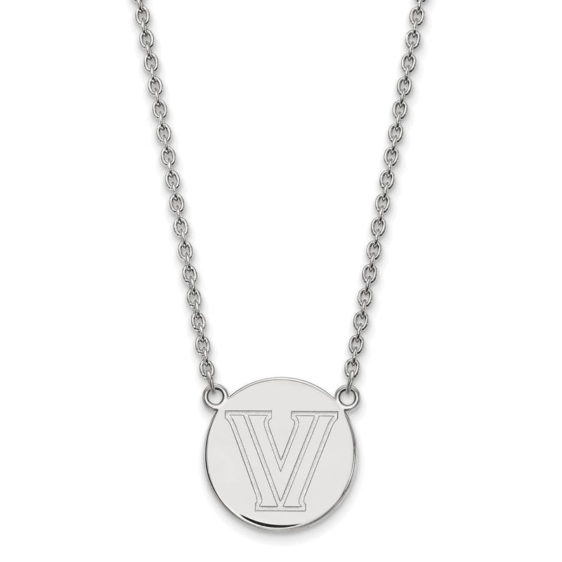 Sterlingsilber Rhodiniert Logoart Villanova University Buchstabe V Groß Plättchen 18 Zoll Halskette