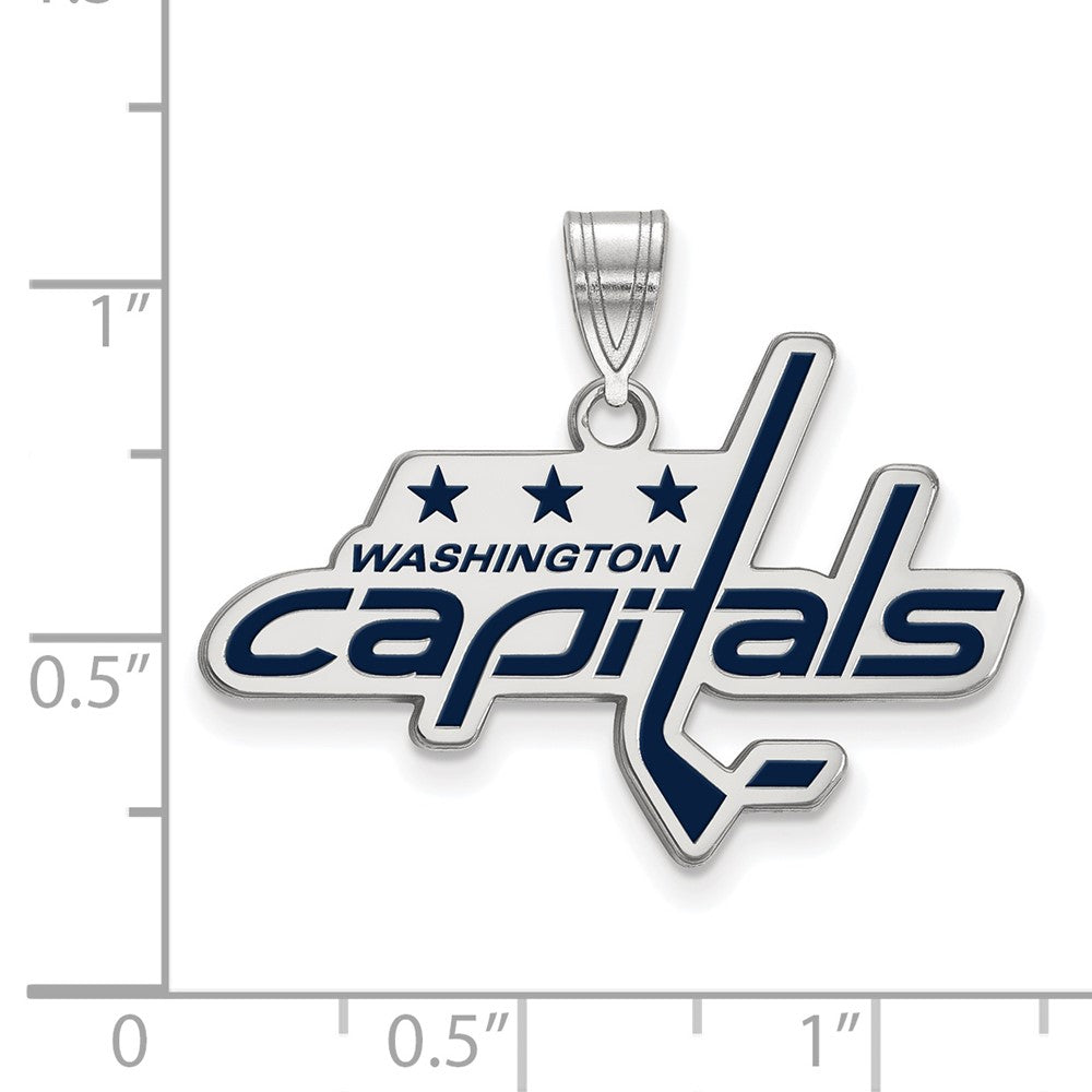 Sterlingsilber Rhodiniert Nhl Logoart Washington Capitals Groß Emailliert Anhänger
