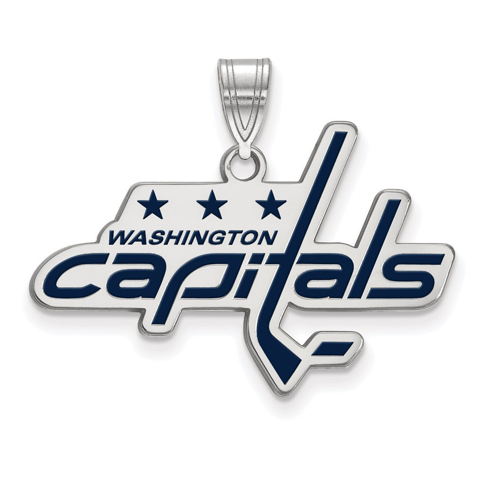 Sterlingsilber Rhodiniert Nhl Logoart Washington Capitals Groß Emailliert Anhänger