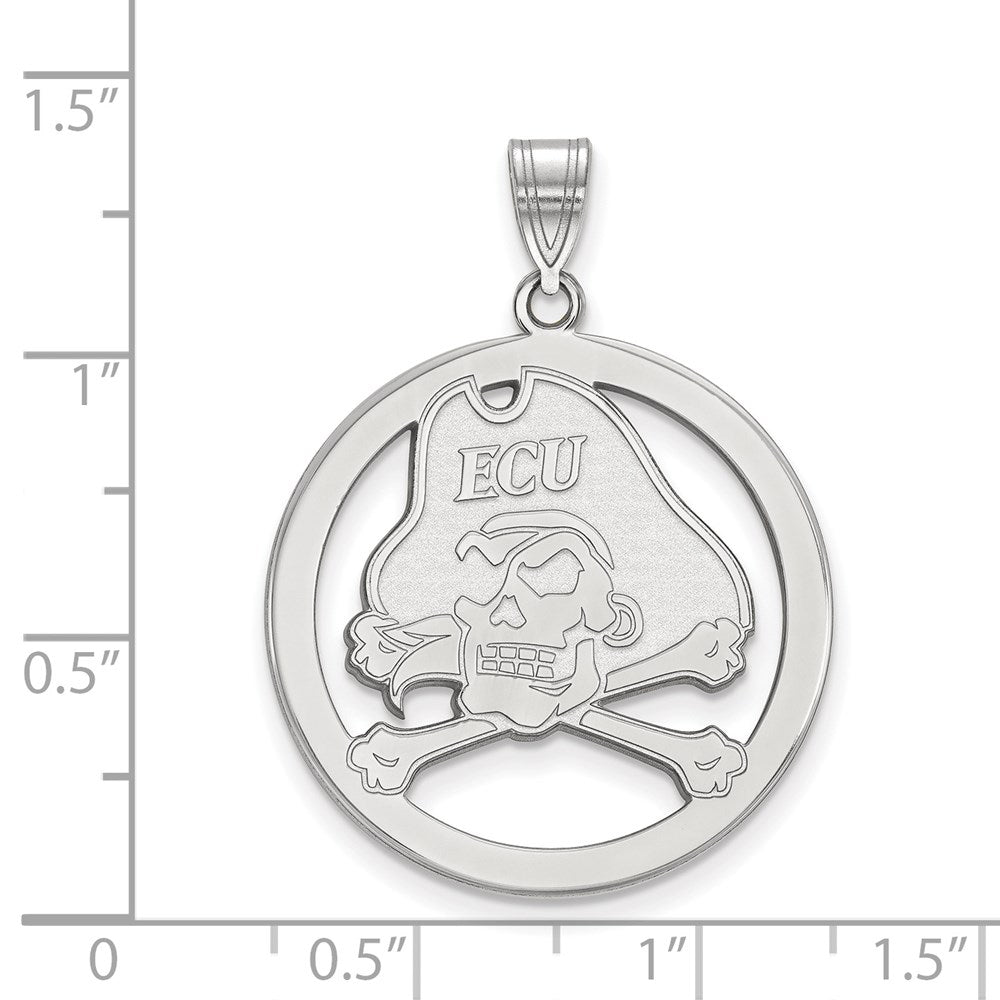 Sterlingsilber Rhodiniert Logoart Ost Carolina University Pirat Groß Kreis Anhänger