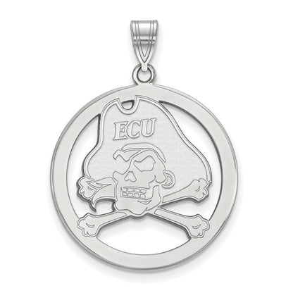Sterlingsilber Rhodiniert Logoart Ost Carolina University Pirat Groß Kreis Anhänger