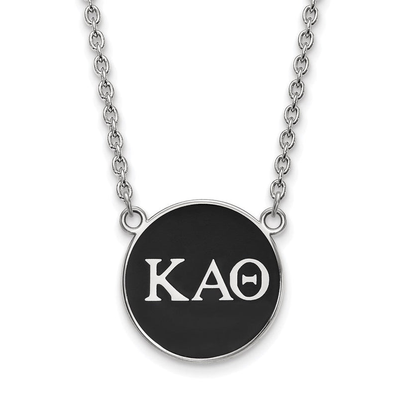 Sterlingsilber Rhodiniert Logoart Kappa Alpha Theta Sorority Greek Buchstaben Groß Farbe Emaille Anhänger 18 Zoll Halskette
