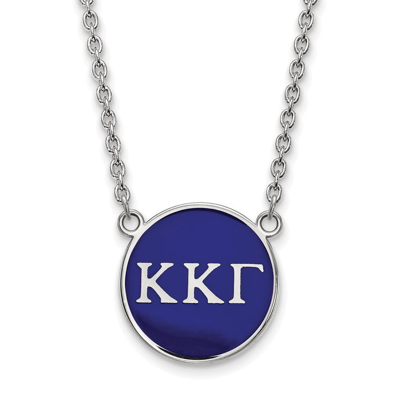 Sterlingsilber Rhodiniert Logoart Kappa Gamma Sorority Greek Buchstaben Groß Farbe Emaille Anhänger 18 Zoll Halskette