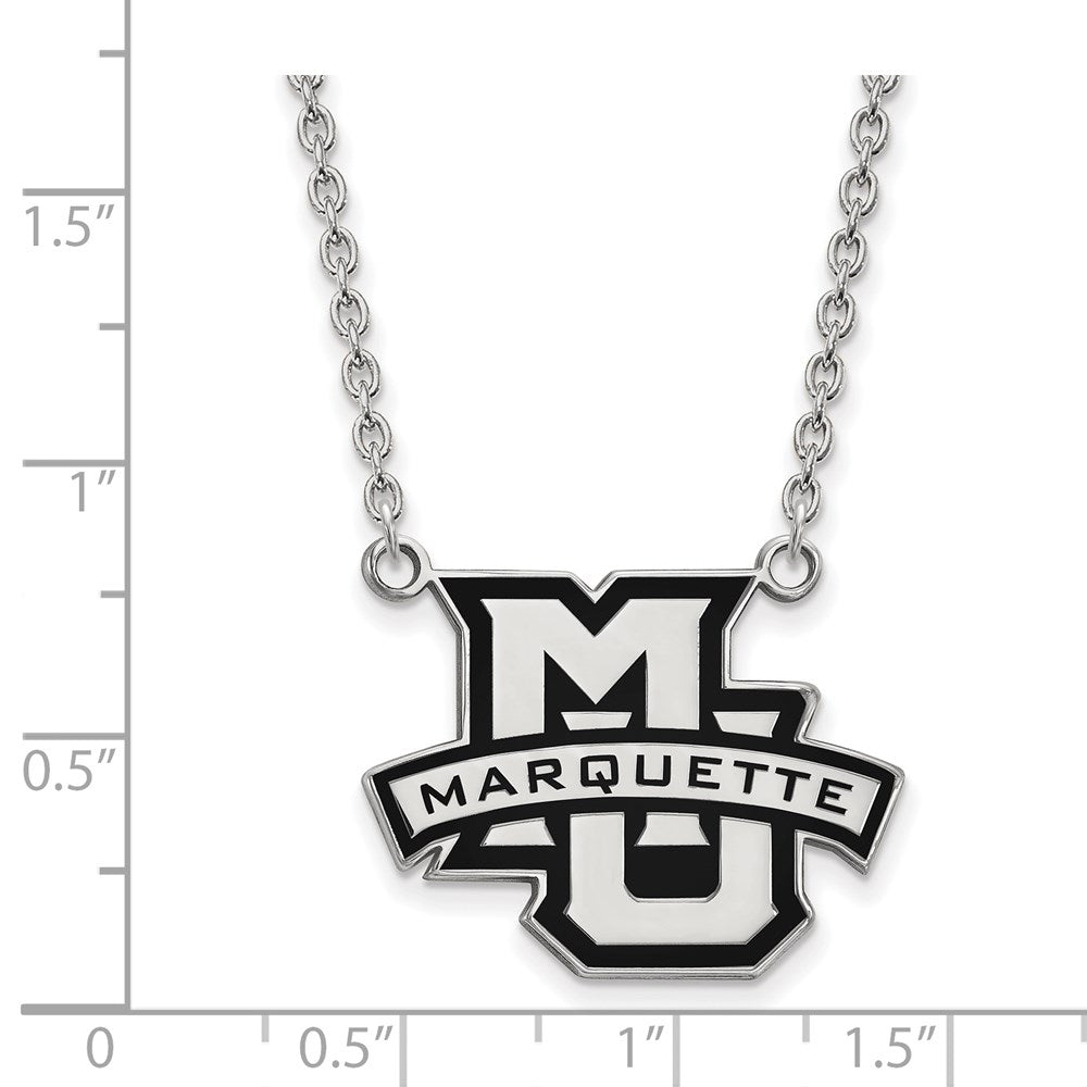 Sterlingsilber Rhodiniert Logoart Marquette University Groß Emailliert Anhänger 18 Zoll Halskette