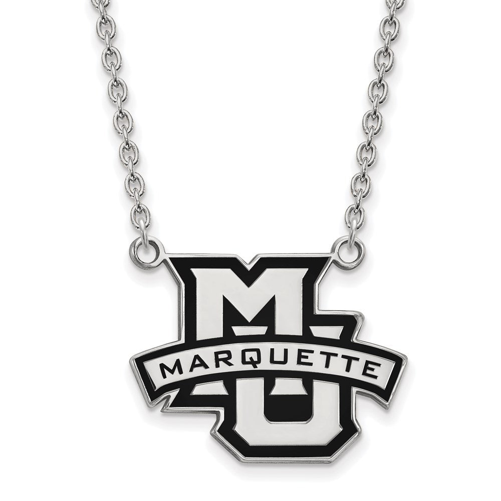 Sterlingsilber Rhodiniert Logoart Marquette University Groß Emailliert Anhänger 18 Zoll Halskette