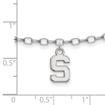 Sterlingsilber Rhodiniert Logoart Michigan State University Fußkettchen