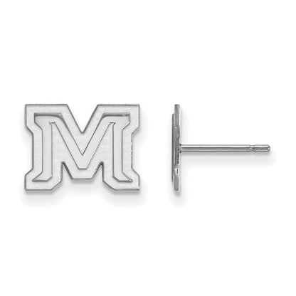 10K Weißgold Logoart Montana State University Buchstabe M Extra Klein Ohrstecker