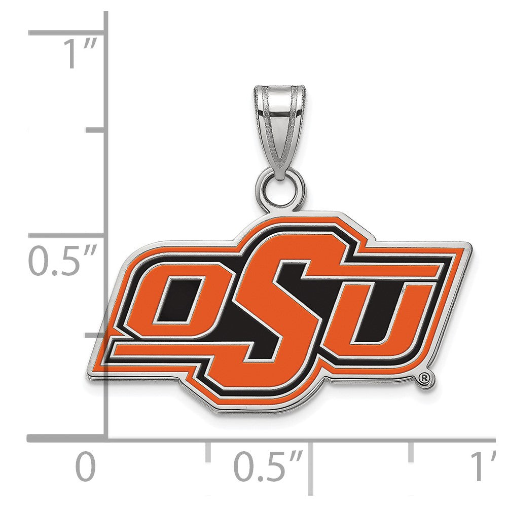 Sterlingsilber Rhodiniert Logoart Oklahoma State University O S U Klein Emailliert Anhänger