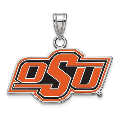 Sterlingsilber Rhodiniert Logoart Oklahoma State University O S U Klein Emailliert Anhänger