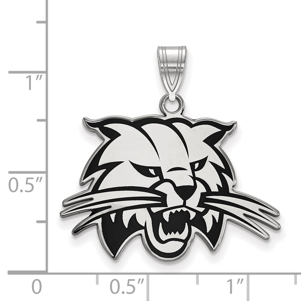 Sterlingsilber Rhodiniert Logoart Ohio University Bobcat Groß Emailliert Anhänger