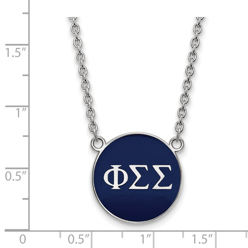 Sterlingsilber Rhodiniert Logoart Phi Sigma Sorority Greek Buchstaben Groß Farbe Emaille Anhänger 18 Zoll Halskette